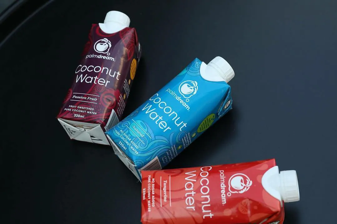 Palmdream Coconut Water cartons in three flavour designs