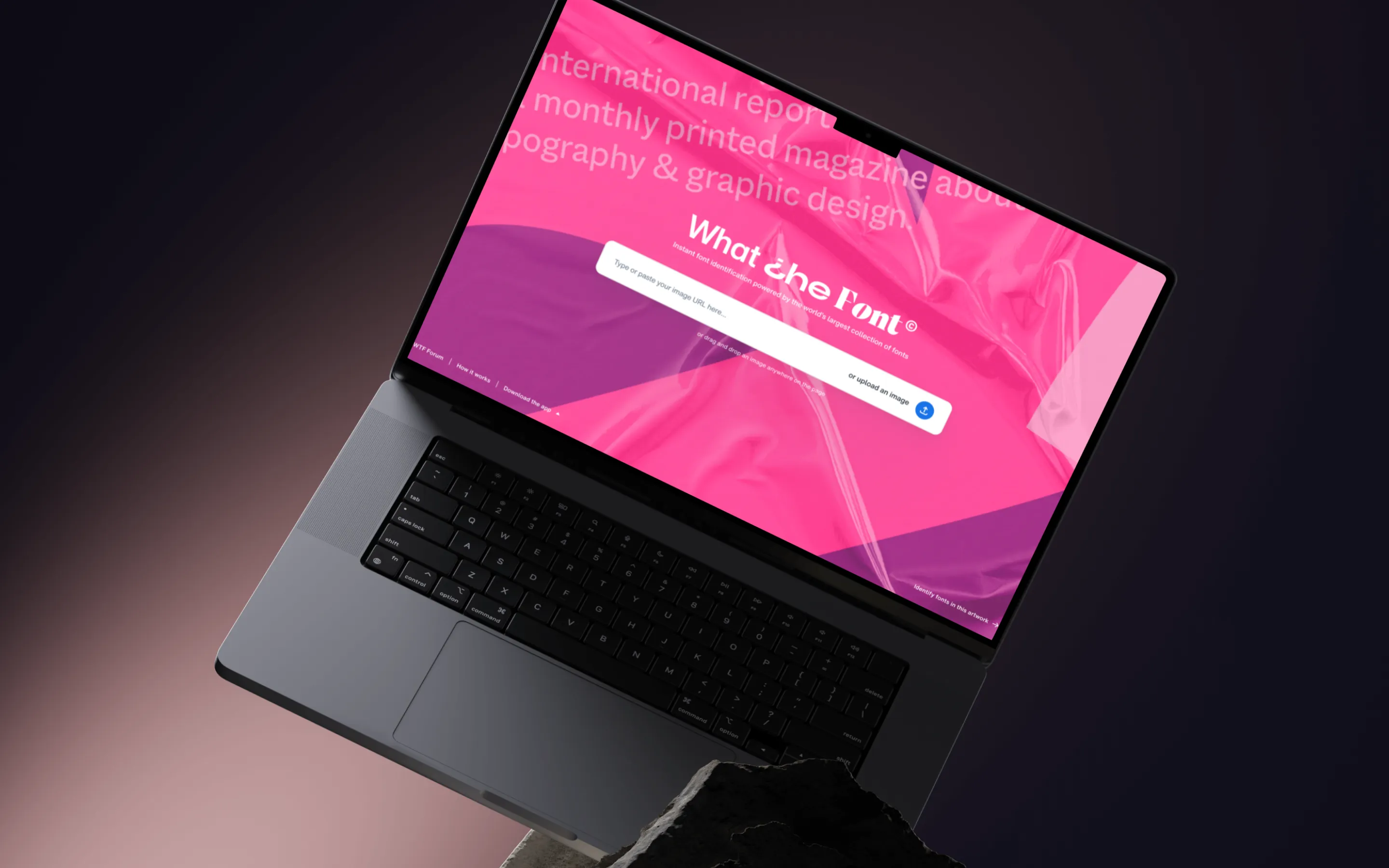 The refreshed WhatTheFont identity on a laptop
